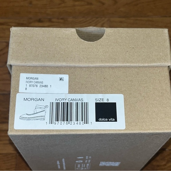 Dolce Vita Morgan Platform Flats Ivory Canvas Women’s 8 Wraparound Ankle Strap - Picture 13 of 14